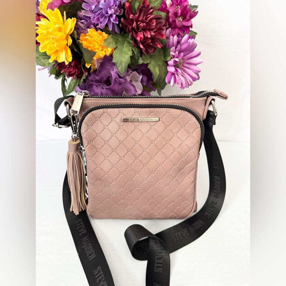 Steve Madden Blush Pink Quilted Crossbody Bag with Tassel